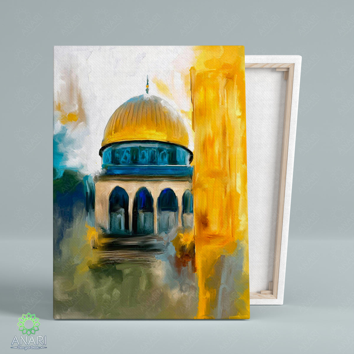 Al Aqsa Mosque Canvas Wall Art – Golden Dome Painting Effect