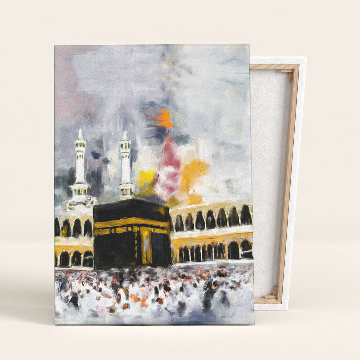 Kaaba Sharif Oil Painting Effect Canvas Wall Art – Islamic Decor