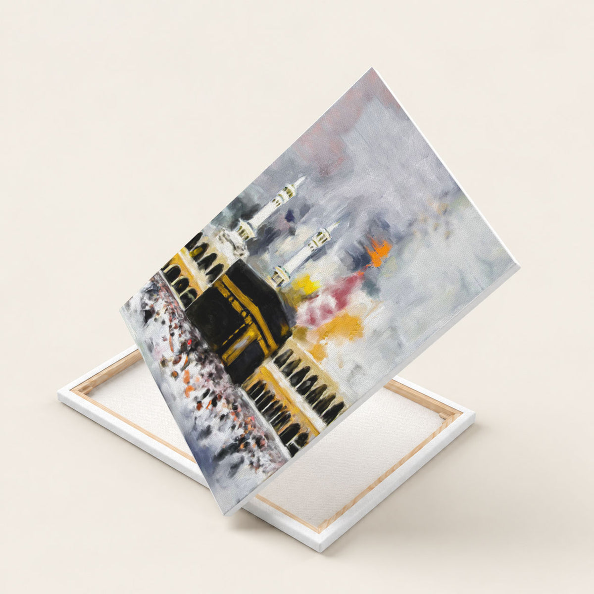 Kaaba Sharif Oil Painting Effect Canvas Wall Art – Islamic Decor