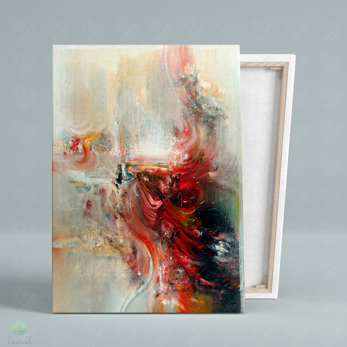 Crimson Flow Abstract Canvas Wall Art – Textured Painting Effect