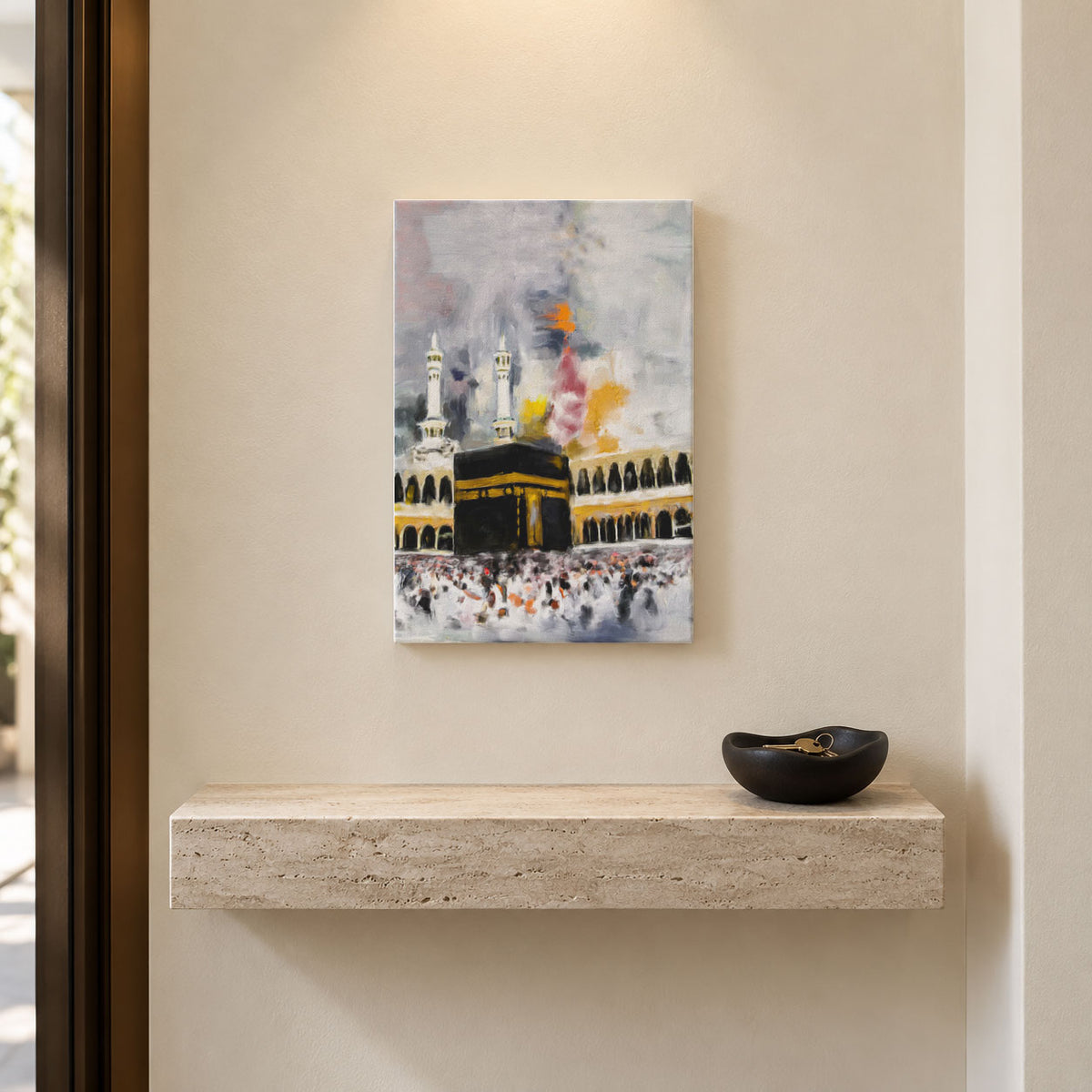 Kaaba Sharif Oil Painting Effect Canvas Wall Art – Islamic Decor